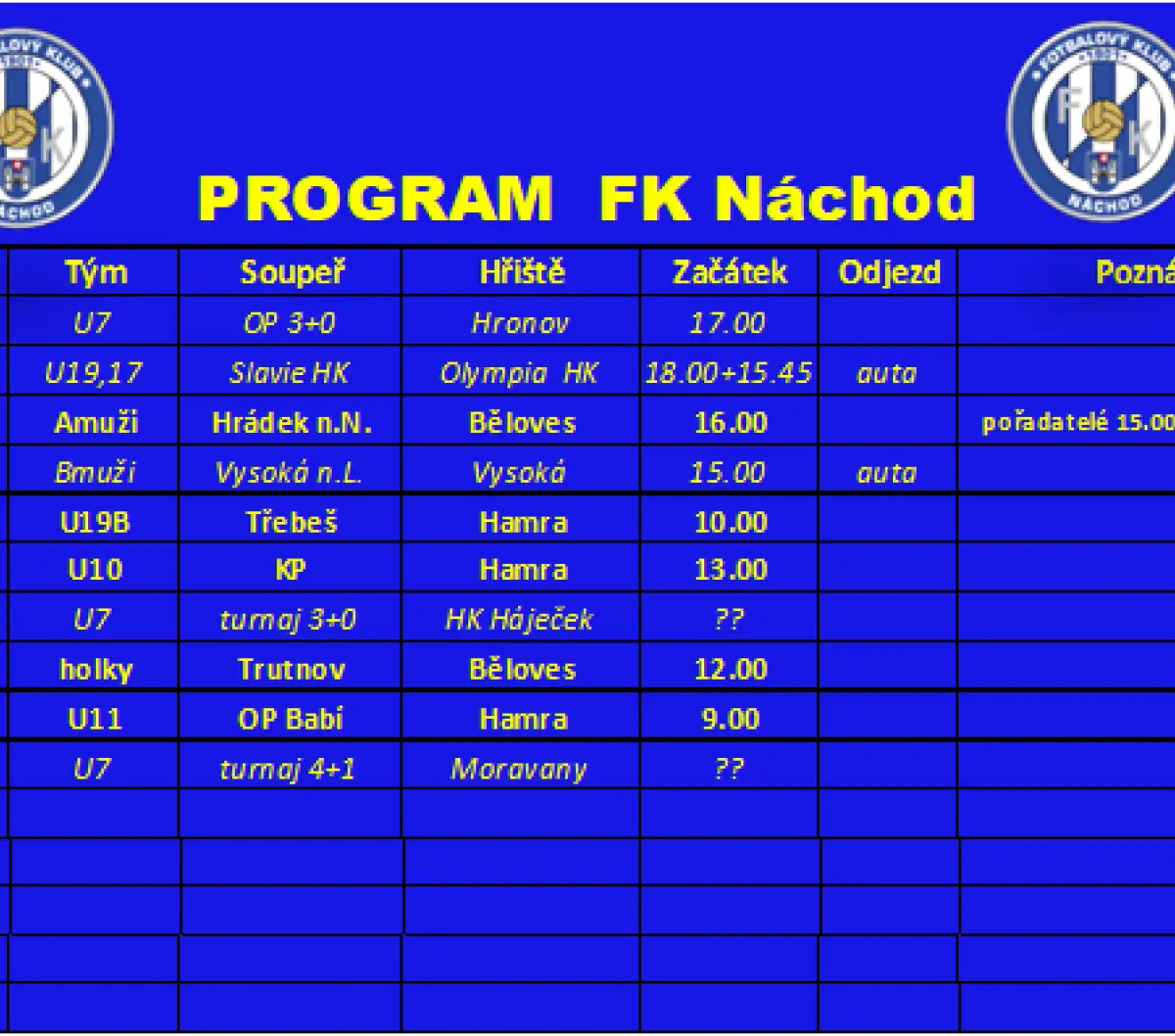 Program FK Náchod v k.t. 24/2026