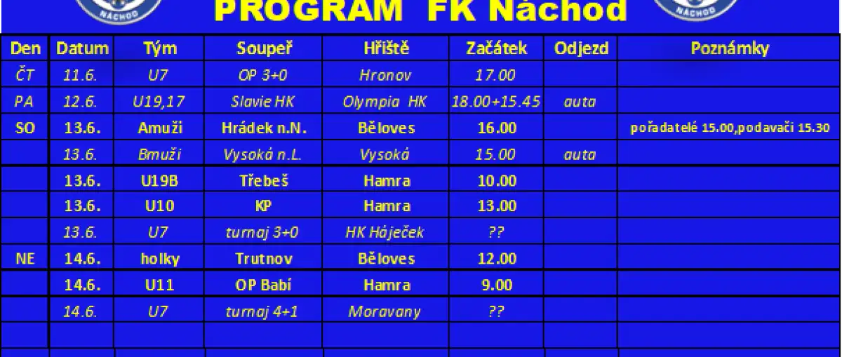 Program FK Náchod v k.t. 24/2026