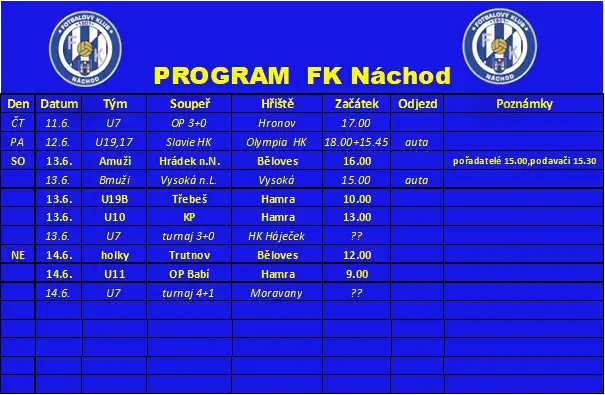 Program FK Náchod v k.t. 24/2026