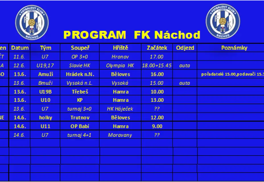 Program FK Náchod v k.t. 24/2026