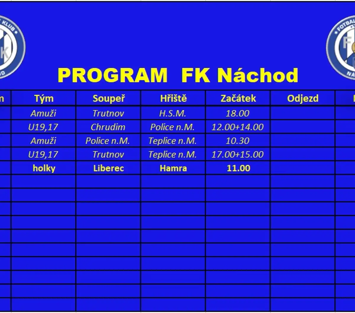 Týdenní program: 20.07.2026 - 26.07.2026