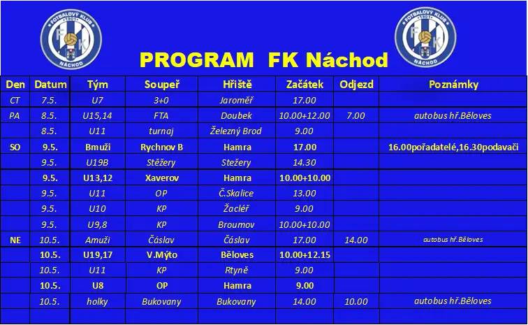 Program FK Náchod v k.t. 19/2026